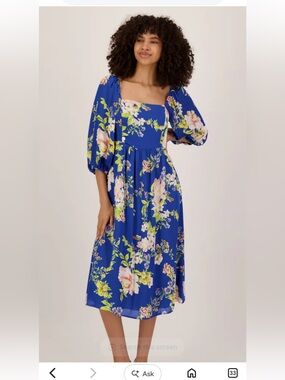 NWT Sugarlips  Amaretto Puff Sleeve Midi Dress